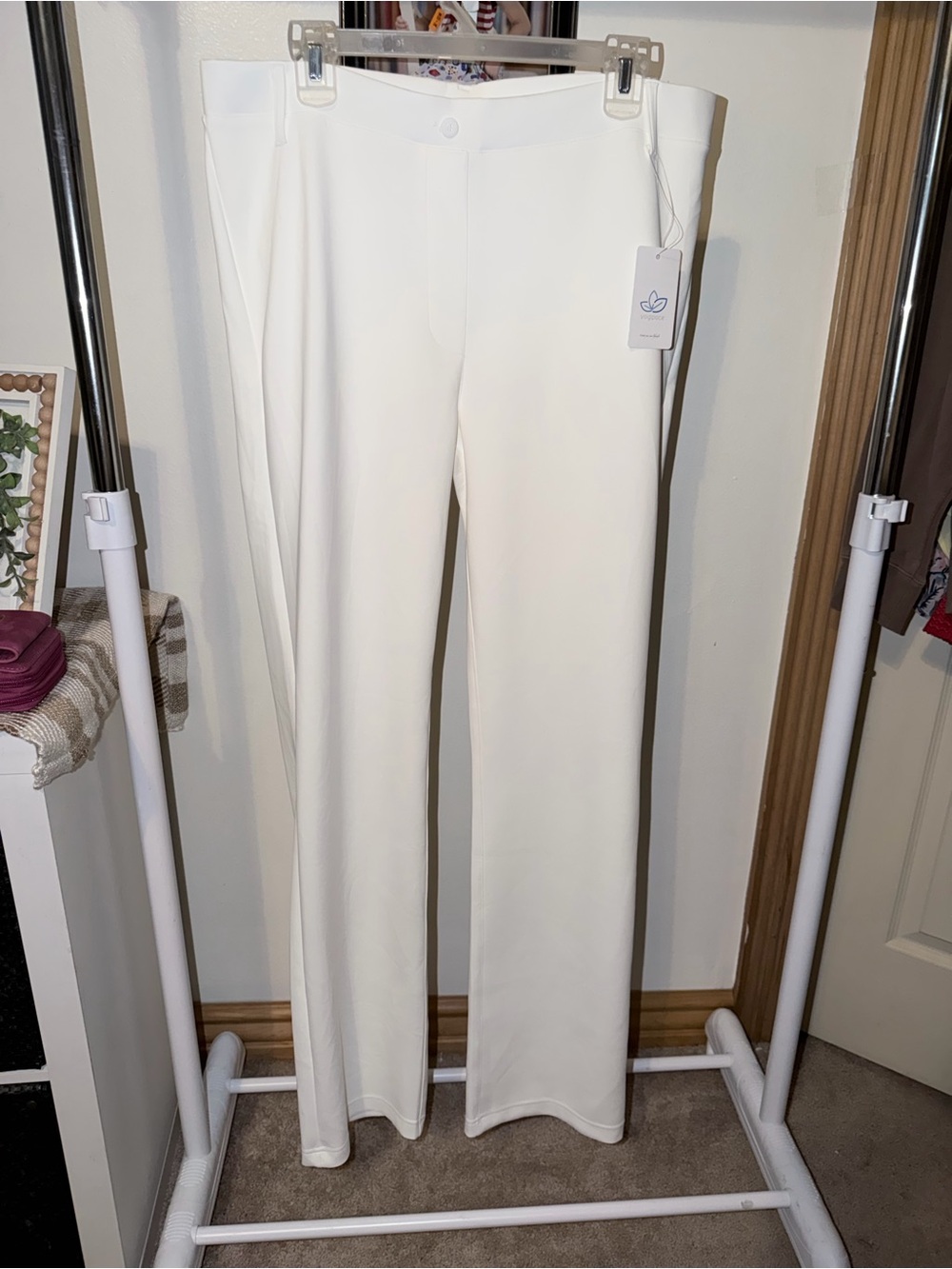👩🏻‍⚖️Yogipace Women's Straight Leg Yoga Dress Pants,Back Pockets,33",White,XXL
